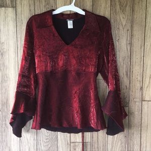 Ladies dressy blouse bell sleeves tied back large